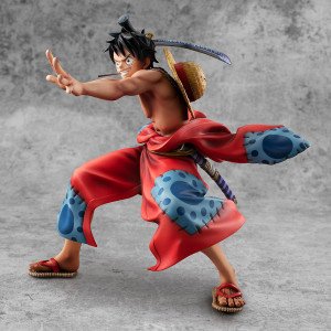 Figurine Luffy Taro P.O.P Warriors Alliance MegaHouse vue de face avec kimono rouge 2