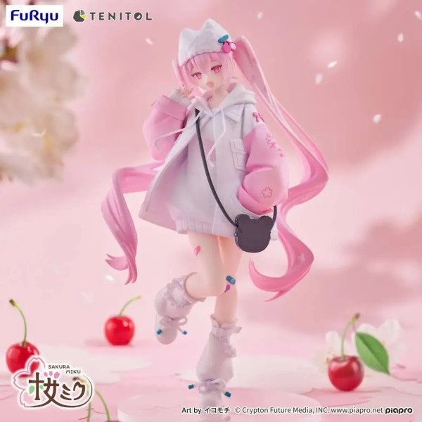 Figurine Sakura Miku Cool Style TENITOL petit FuRyu avec décor rose et cerises