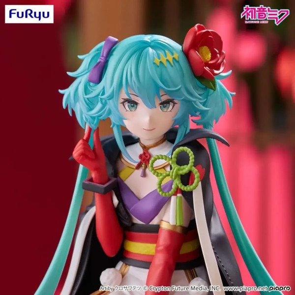 Détail du visage de la figurine Hatsune Miku Flower Fairy Camellia FuRyu