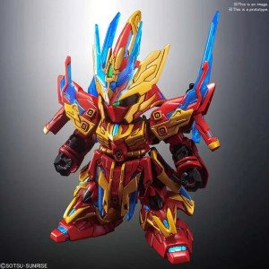 SD Sangoku Soketsuden Zhang Liao Sazabi Bandai vue de face avec armure rouge et dorée