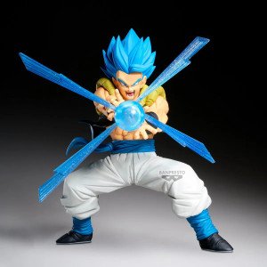 Figurine Gogeta G × Materia Dragon Ball Z Banpresto de face avec Kamehameha bleu 2