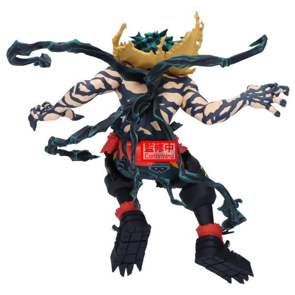 Vue arrière de la figurine Izuku Midoriya Overlay II Banpresto avec effets sombres