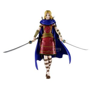 Figurine Yotanwa Kingdom Grandista Banpresto vue de face avec cape bleue et deux sabres