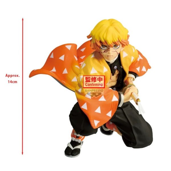 Figurine Zenitsu Agatsuma Demon Slayer Maximatic Banpresto avec indication de taille 14 cm