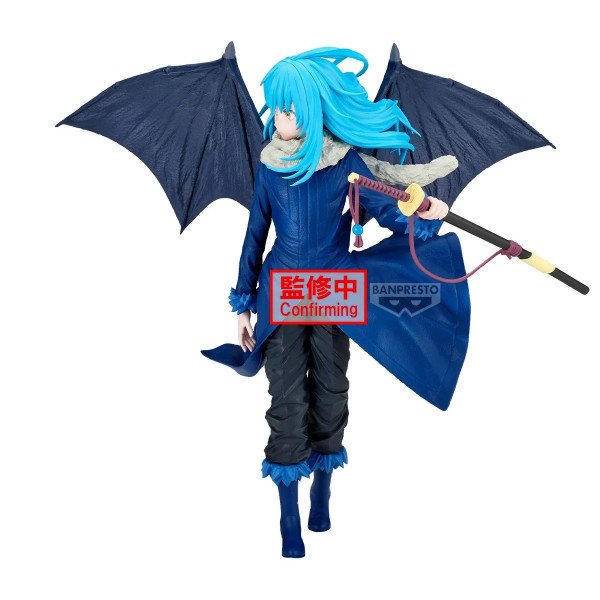 Figurine Rimuru Tempest Banpresto vue de face avec grandes ailes sombres déployées