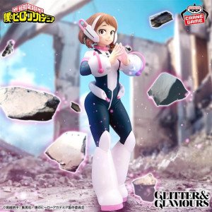 Figurine Ochaco Uraraka My Hero Academia Glitter & Glamours Banpresto, vue de face en tenue héroïque. 2