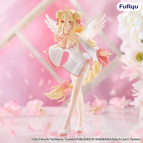 Figurine Mukuro Hoshimiya Date A Live V BiCute Pure FuRyu vue de face avec ailes blanches
