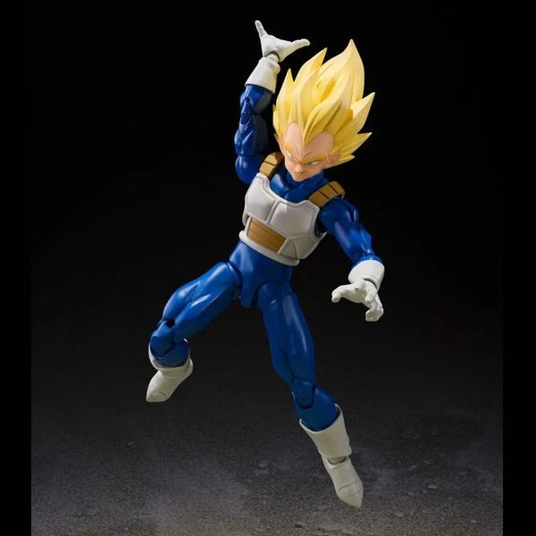 Vegeta Super Saiyan Dangerous Pride S.H.Figuarts en pose aérienne dynamique