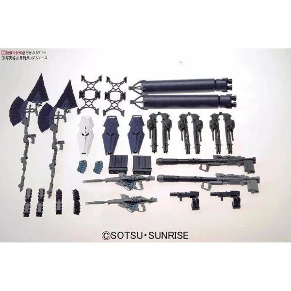 Accessoires du MG Full Armor Unicorn Gundam Ver.Ka avec armes, boucliers et propulseurs
