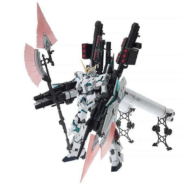 Gunpla MG Full Armor Unicorn Gundam Ver.Ka Bandai avec armes, boucliers et Psycho-Frame vert