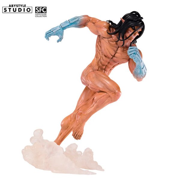 Figurine Eren Titan Assaillant Attack on Titan en vue trois quarts dynamique