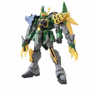 Gunpla Gundam Jiyan Altron HG 1/144 Bandai en vue principale avec armure verte, grise et jaune