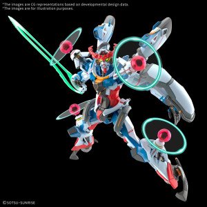 Gunpla HG 1/144 GQuuuuuuX Endymion Unit Awakened Bandai en pose action avec sabre vert 2
